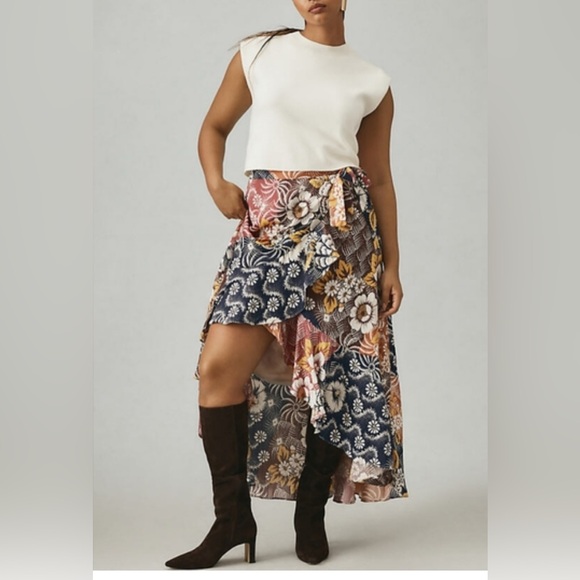 Anthropologie Women's Skirt Maeve Ruffled Maxi Skirt Multicolor Floral Sz Medium - Picture 2 of 11